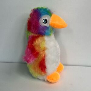 national toy rainbow penguin plush 8 inch bright colorful embroidered eyes prize